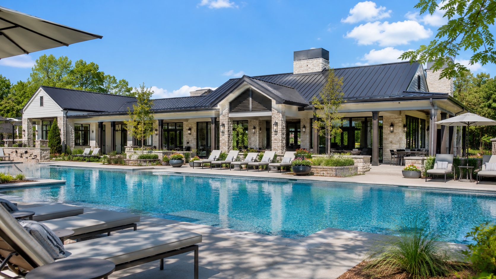 Resort-style community pool and pool pavilion